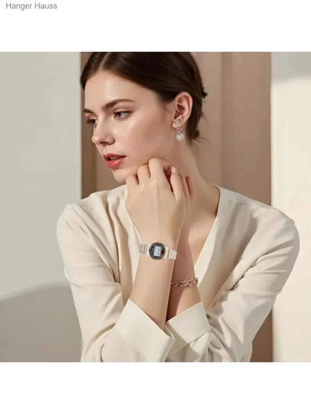 Vintage Women's Digital Watch Stainless Steel Bracelet LED